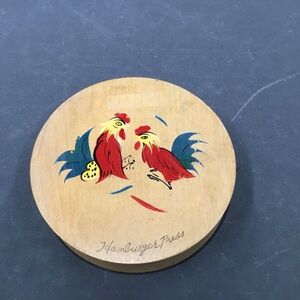 Vintage Hamburger Press with Rooster Illustration